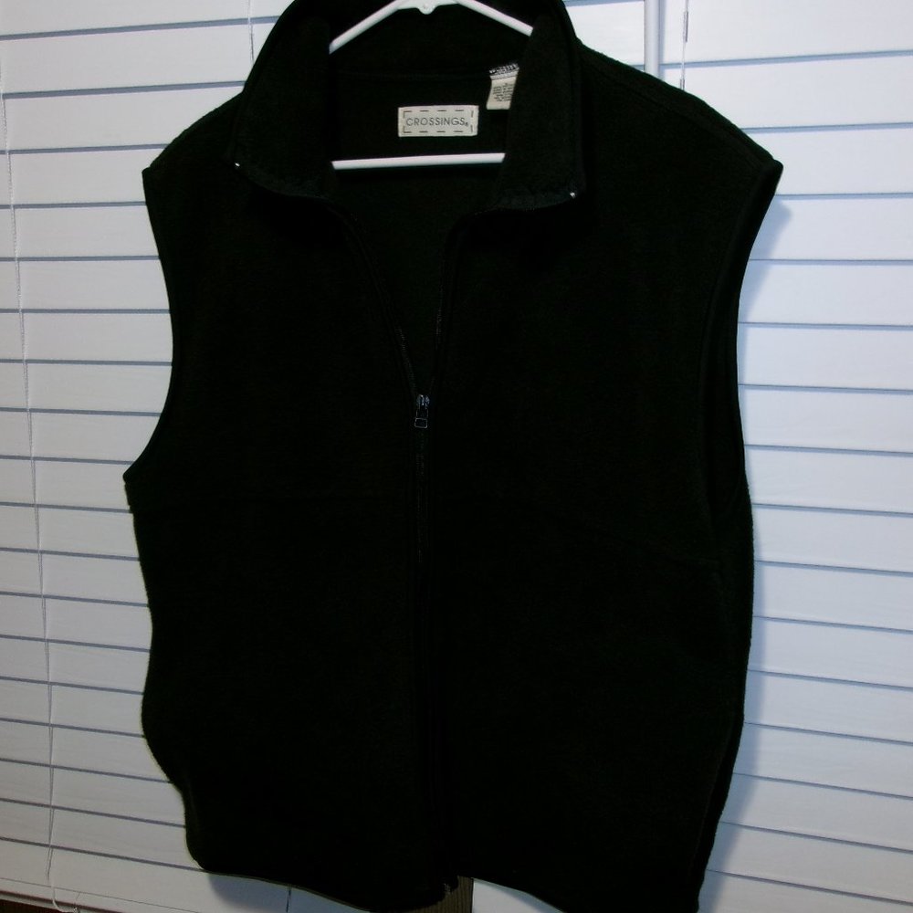 Body Warmer Black Large Velour style material 100% polyester